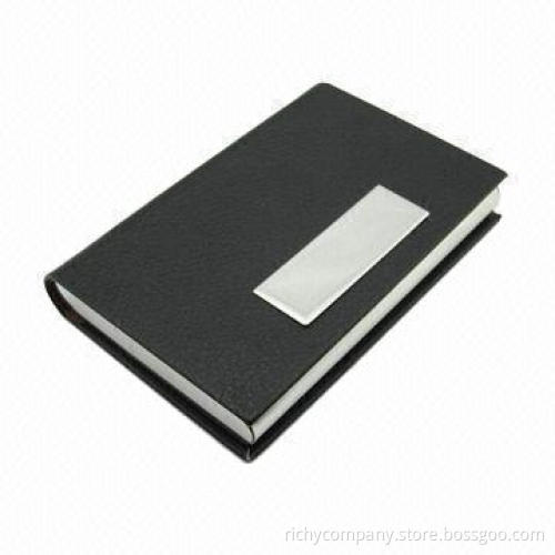 Business Card Case, Made of PU + Stainless Steel Materials